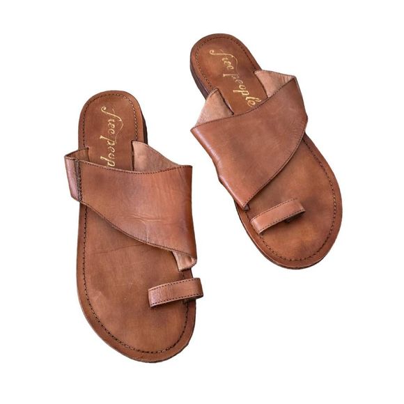 Free People Slides Sandals Women's Size 8.5 Brown Sant Antoni Leather - Picture 3 of 7